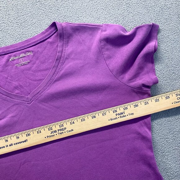 Eddie Bauer Women’s Size Large Blouse Short Sleeve Casual,Cotton,Purple - Picture 4 of 12